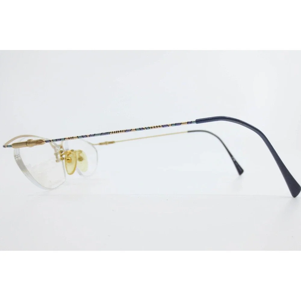 Jet Set 759 Eyeglass Frames Gold Blue Patterned Rimless 54-17-135 Col 406